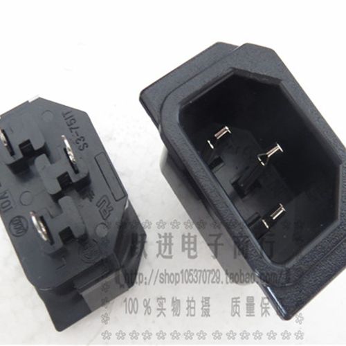 进口日本S3-751T纯铜镀镍电木电源 功放音响AC插座品字座10A250V