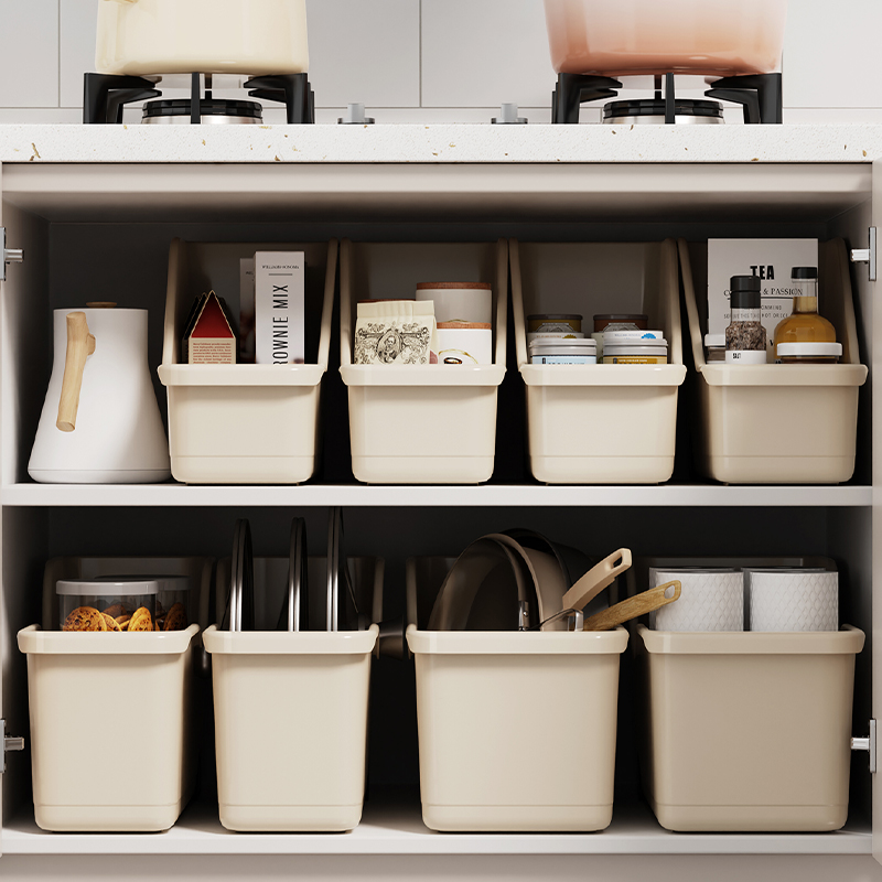 橱柜收纳盒厨房柜子下水槽置物架抽拉式带滑轮锅盖厨具锅具收纳架