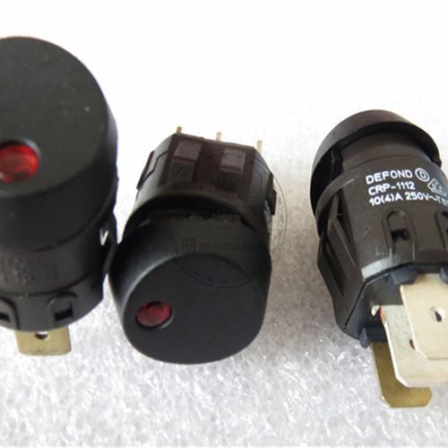 进口香港德丰DEFOND CRP-1112船型开关3脚2档带灯翘板摇臂开关10A