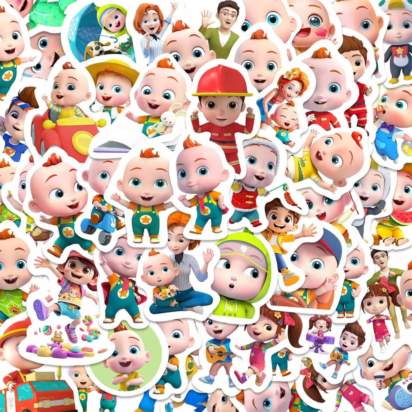 50张超级宝宝 jojo创意涂鸦贴纸儿童房布置装饰笔记本头盔相框