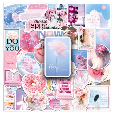 粉色邂逅贴纸浪漫INS风法式少女