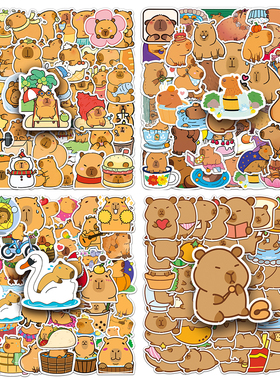 200张水豚涂鸦贴纸跨境可爱动物卡比巴拉装饰水杯cartoon stickers