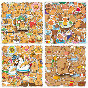 200张水豚涂鸦贴纸跨境可爱动物卡比巴拉装饰水杯cartoon stickers