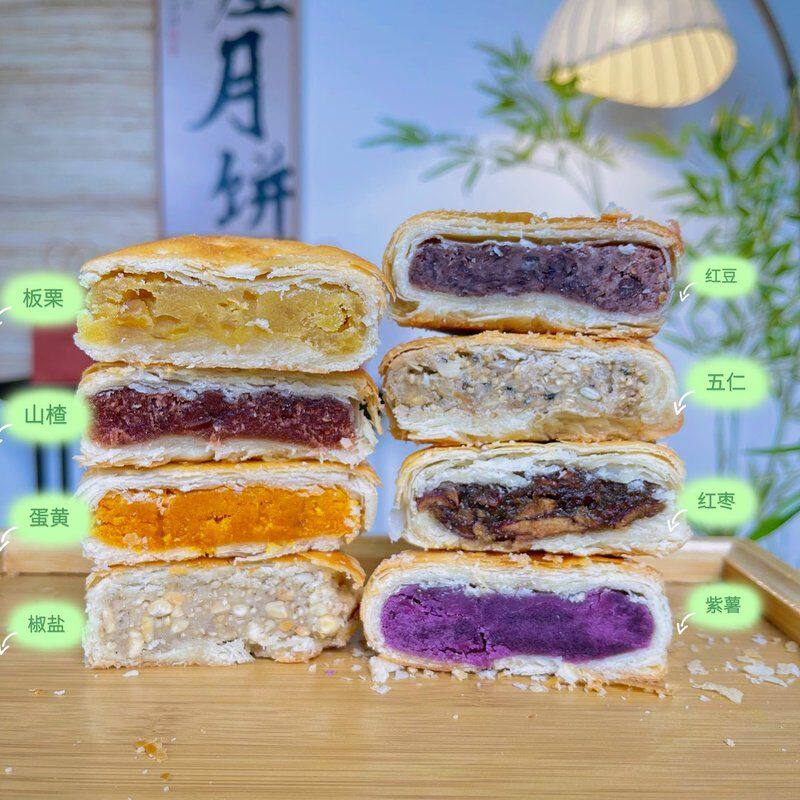 【黄庄酥皮月饼】传统手工酥皮月饼香酥不腻蛋黄红豆板栗紫薯月饼