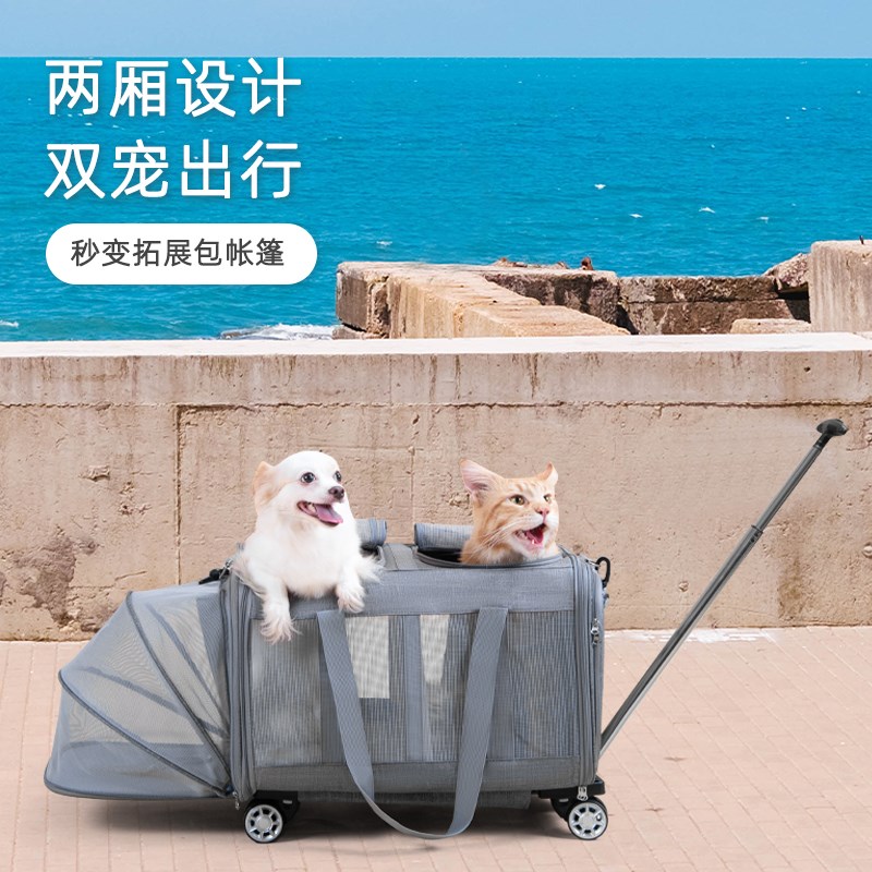 超大型宠物拉杆箱猫包外出便携狗狗拖车双猫外出包拉杆猫咪外出箱图片