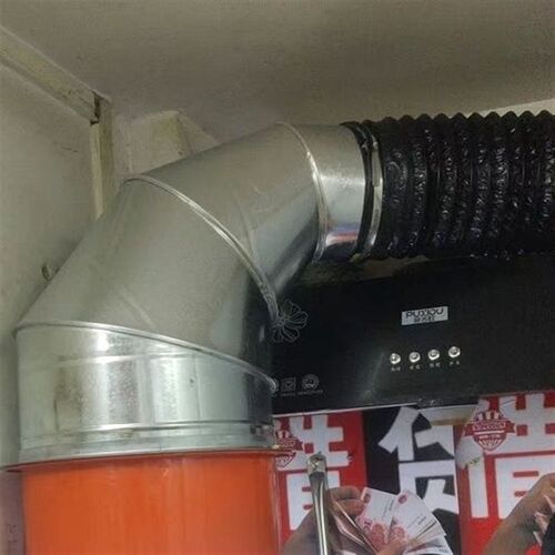 铁皮弯头90度抽油烟机300弯头法兰接口转接防护罩排风扇厨房排烟