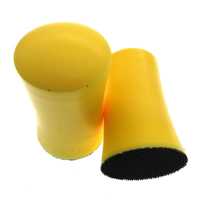 1.2寸30mm手托手工打磨抛光盘背绒植绒砂纸盘黄色手动圆柱研磨盘