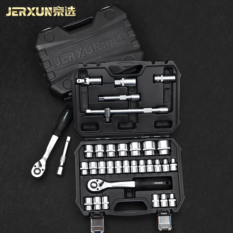 京选棘轮套筒扳手1/2大飞快扳火花塞套管六角摩托车汽修组合套装