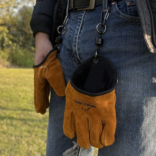 可挂烧火真皮手套防滑钓鱼手套