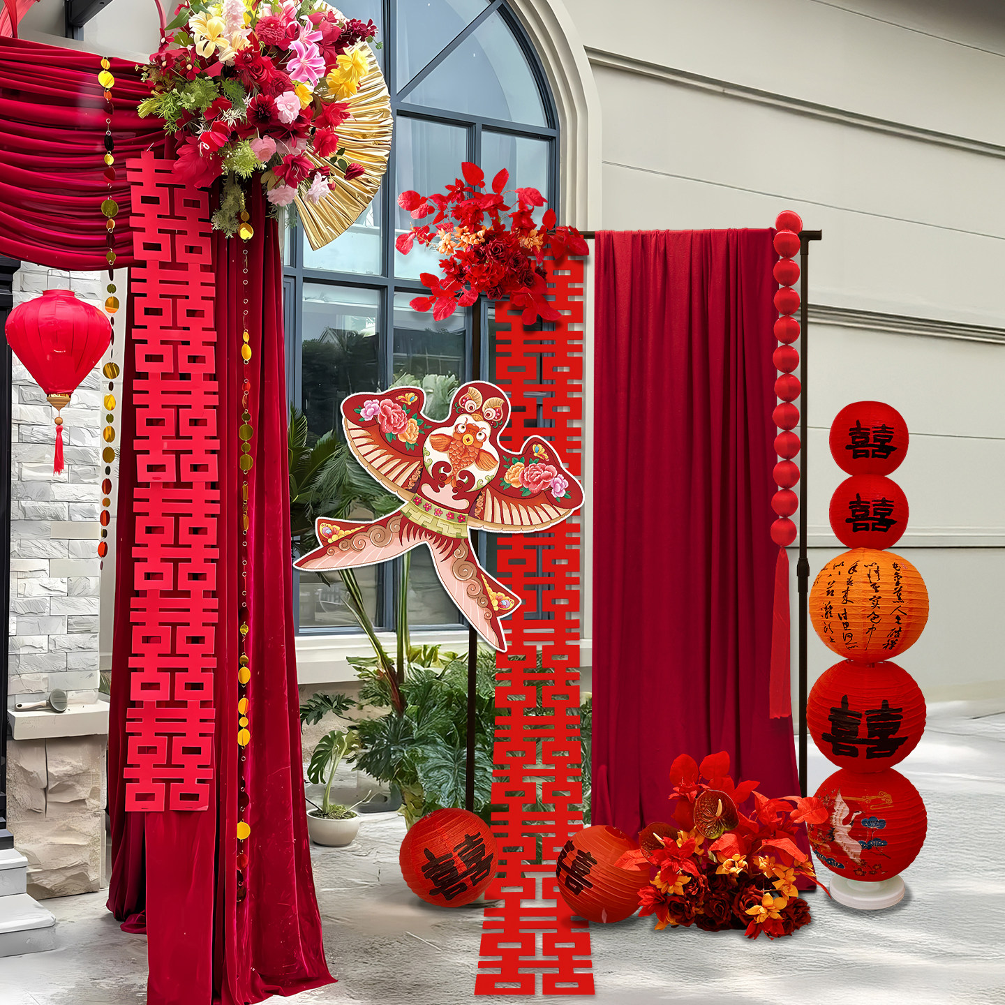 婚房布置结婚装饰套装婚礼迎宾牌布幔支架女方卧室晨袍拍照背景墙,节庆用品/礼品,装扮布置套餐,淘宝优惠券,粉丝福利购,淘宝优惠卷