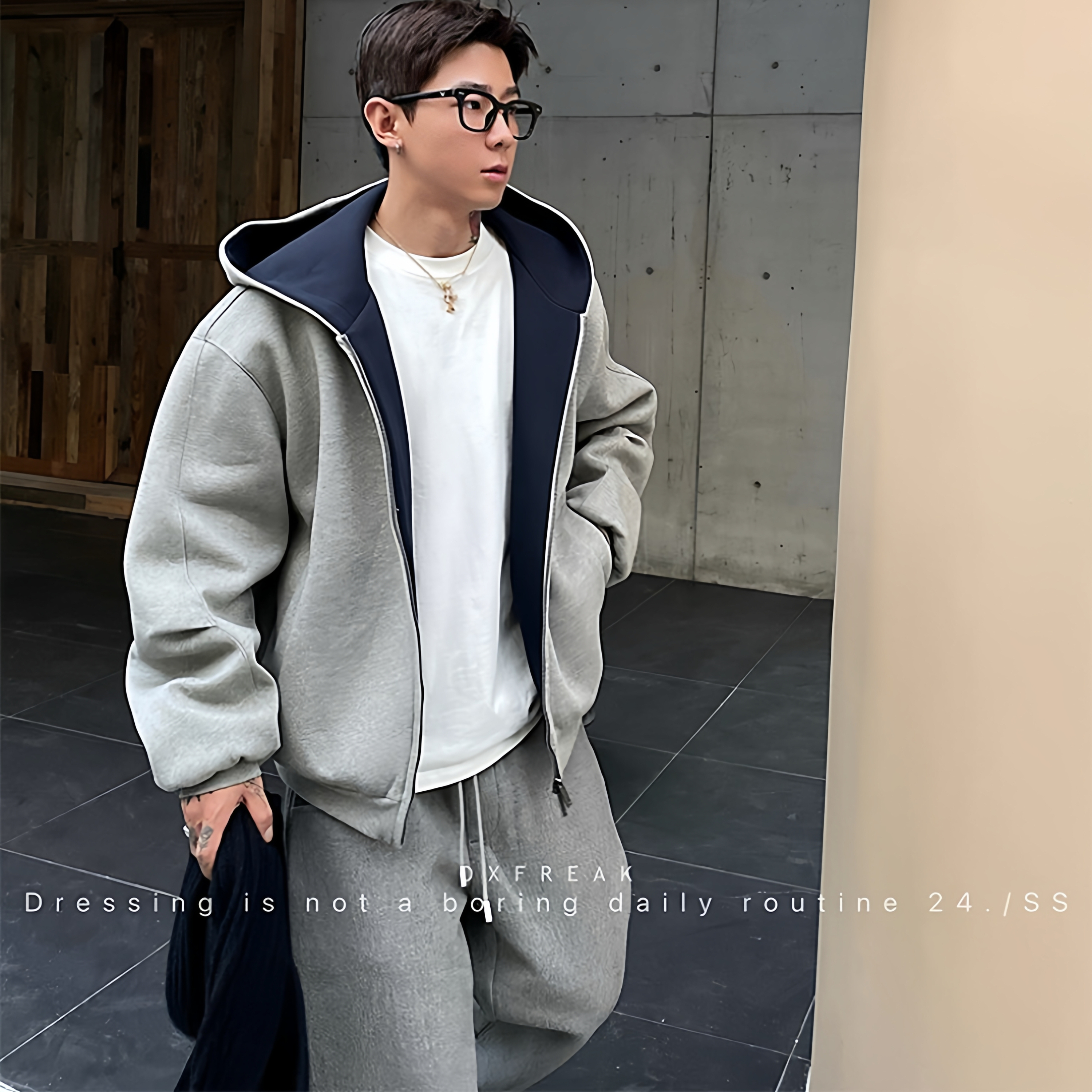 高质量开衫连帽卫衣男春秋季外套