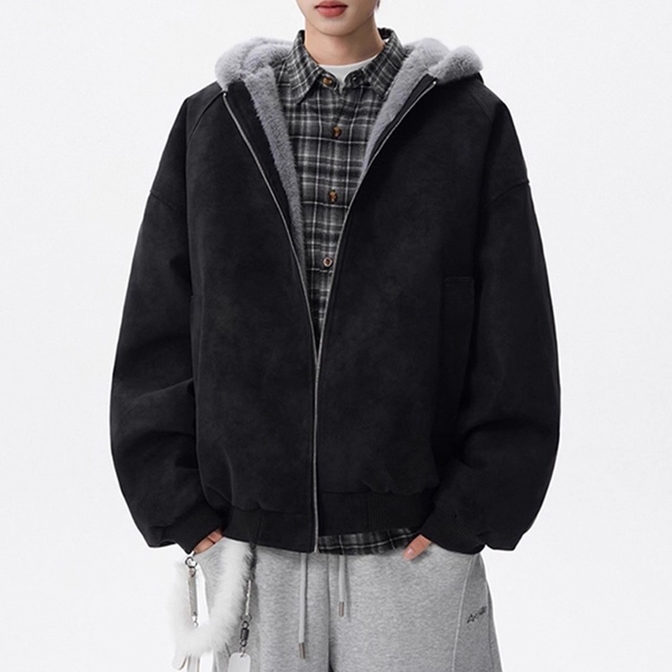 美式重磅座山雕pu皮棉衣男女同款