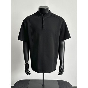 SOTAKEN亨利领短袖男款2026新款宽松T恤男重磅正肩高级感潮牌上衣