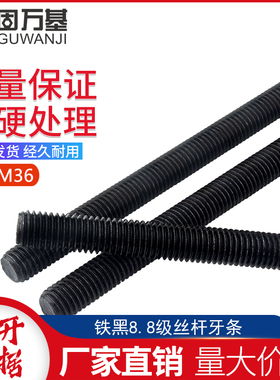 8.8级牙条丝杆1米 黑色全牙螺纹通丝螺杆吊顶M6M8M10M12M14M16M36