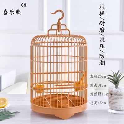 小号圆形竹子鸟笼圆顶笼携带遛鸟笼装饰笼 黄雀柳莺绣眼鸟笼1.0距