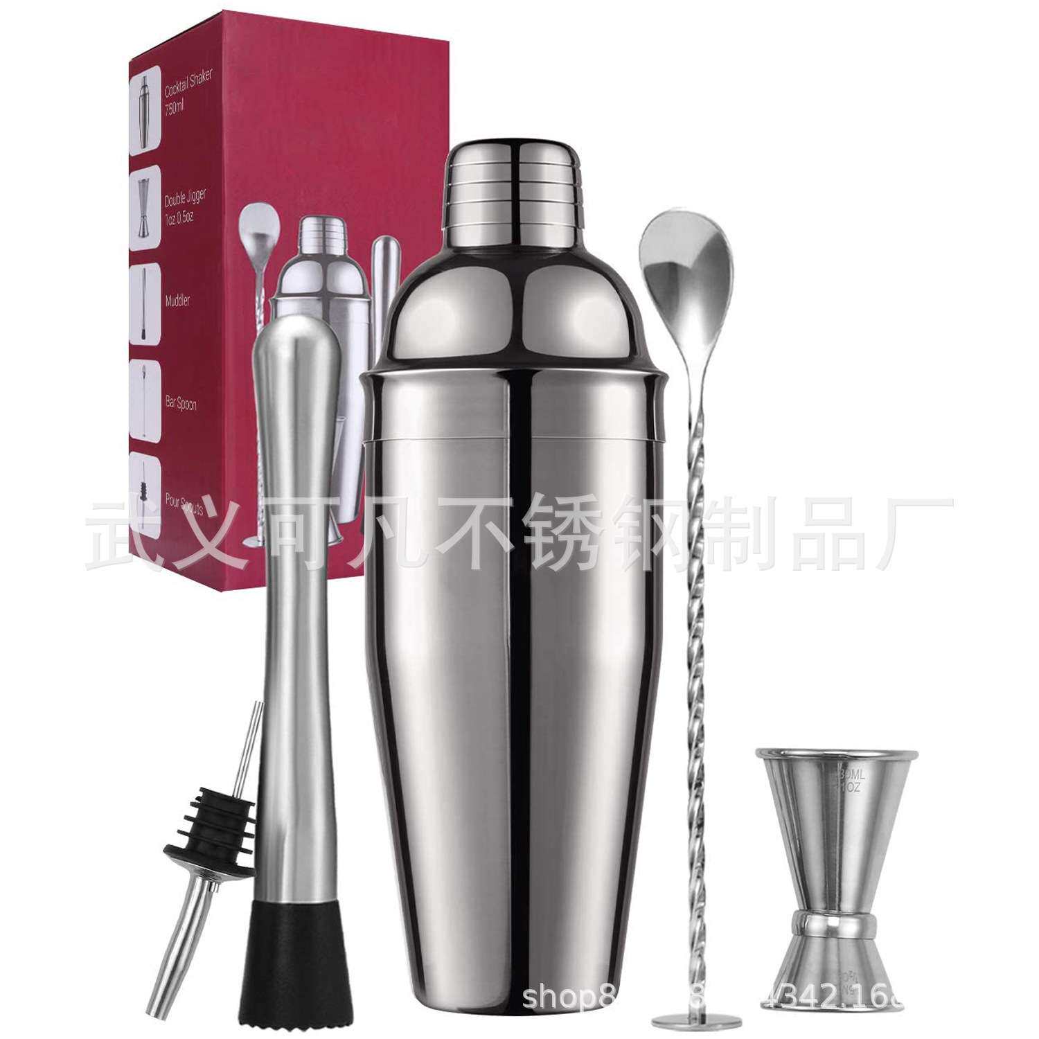 不锈钢调酒器套装雪克师杯鸡尾酒调酒工具雪克壶手摇杯摇壶摇酒器