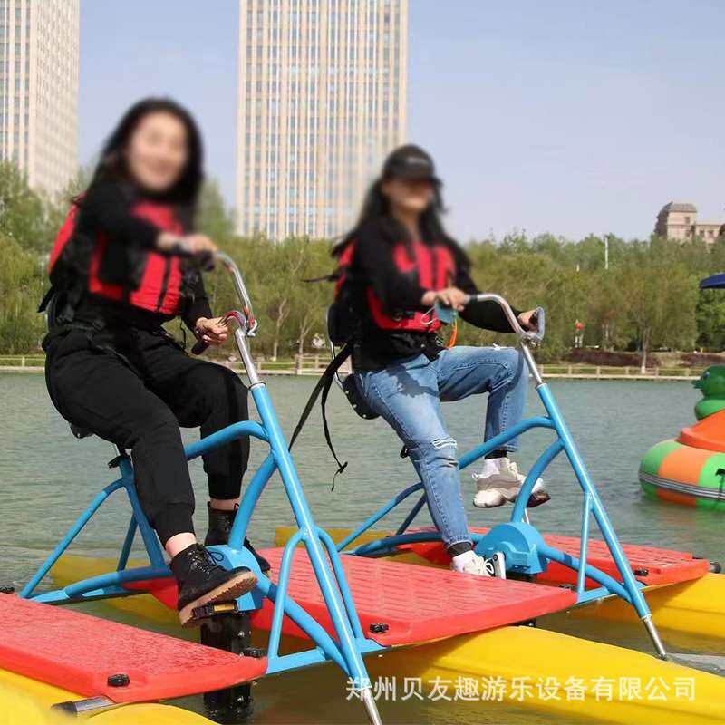 鲨鱼电动船公园游船景区脚踏船脚踩船观光船水上自行车水上三轮车
