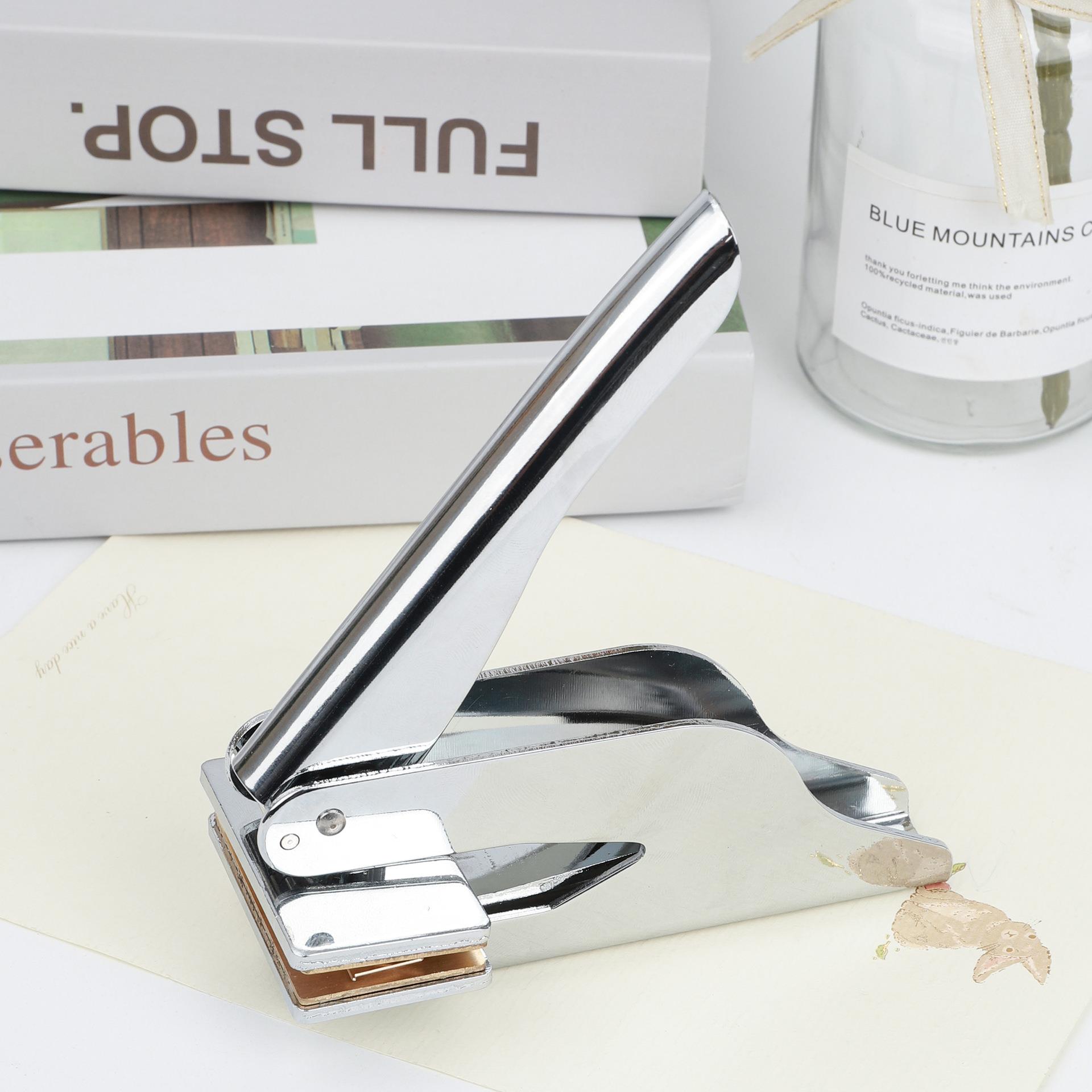 新款方形手钳钢印来图设计LOGO压花印章便携不锈钢压纹机手钳钢印