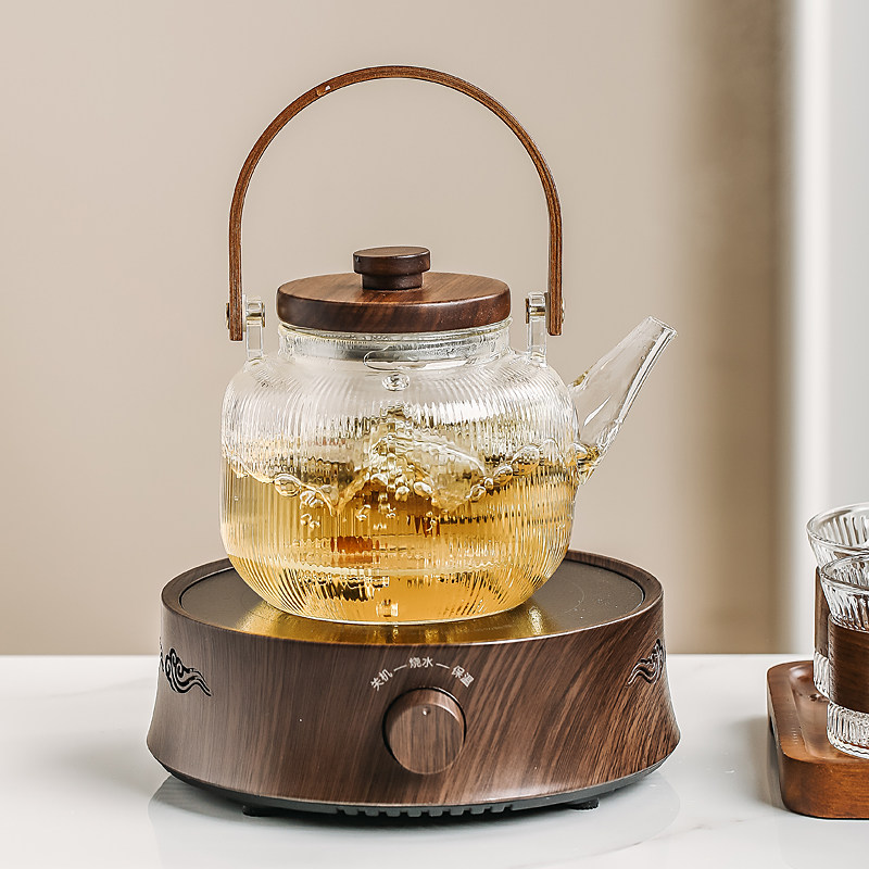 玻璃花茶壶套装日式水果茶壶蒸茶煮茶壶耐高温家用泡茶壶下午茶具