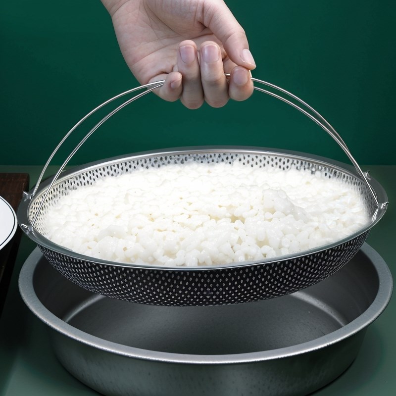 带提手蒸架多功能料理蒸笼不锈钢沥水篮米筛锅具蒸格厨房三角大号