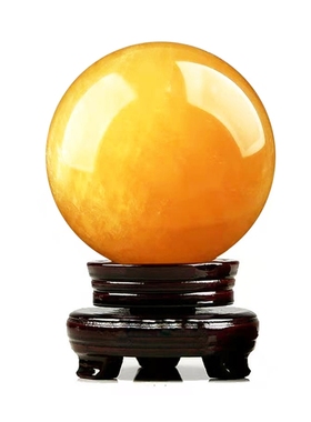 天然黄水晶球招财摆件原石打磨黄色水晶球客厅办公室解决厨房西北