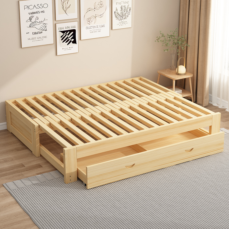 全实木沙发床两用懒人榻榻米罗汉床小户型网红多功能伸缩床折叠床