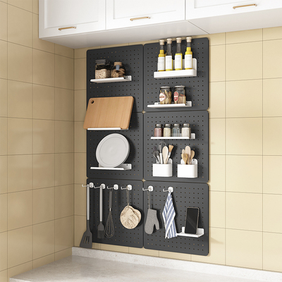 厨房洞洞板金属免打孔墙面壁挂置物架挂钩挂板配件隔断展示收纳架