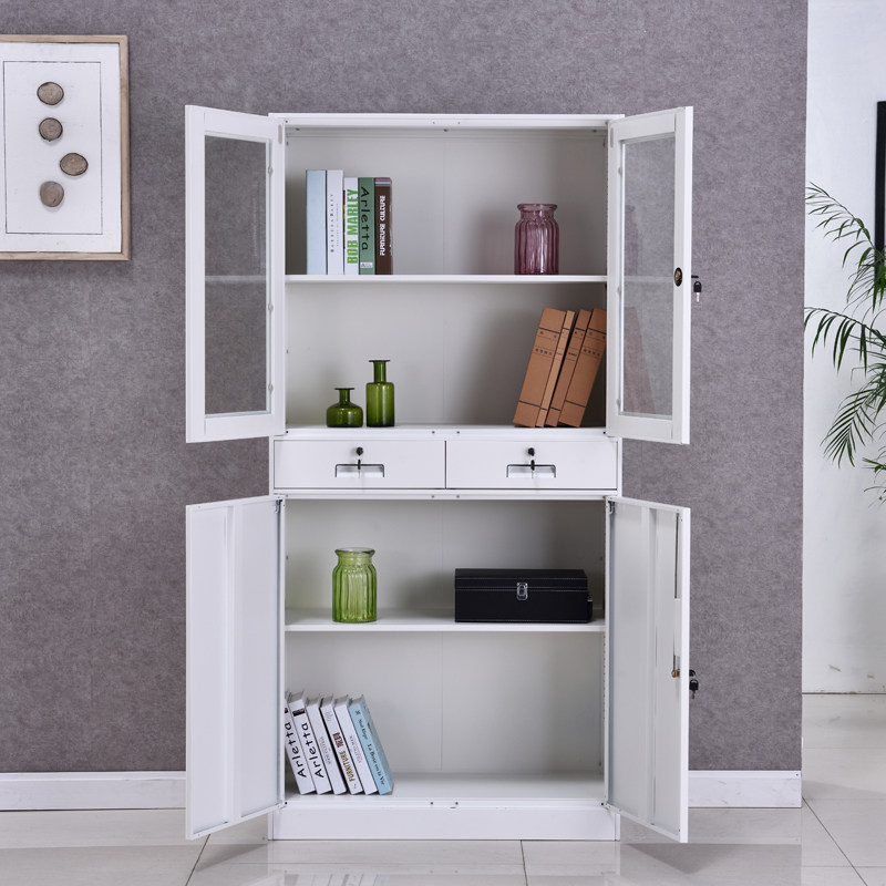 精品办公文件柜铁皮带锁储物柜抽屉资料柜财务凭证钢制档案柜白色