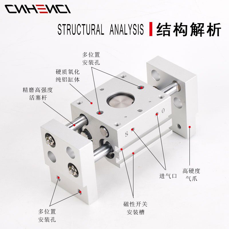 宽阔型夹爪手指气缸气动MHL2101620253240D1D2S机械手平行开口HFT