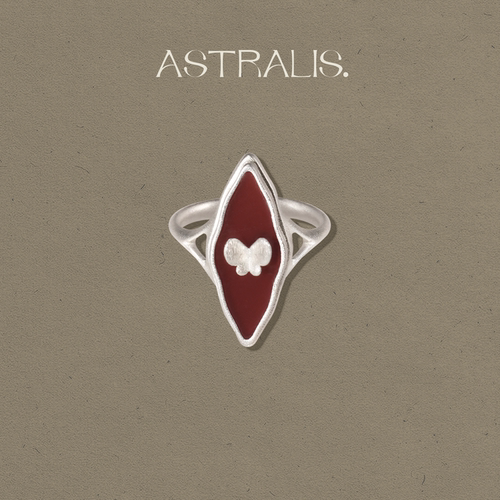 ASTRALIS蝴蝶红玛瑙菱形戒指百搭