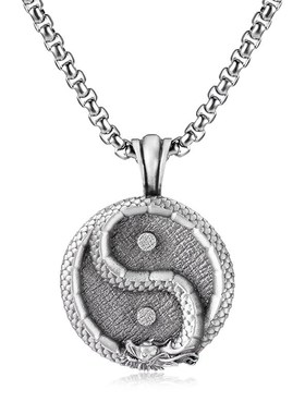 新中式阴阳太极i项链男潮个性时尚简约情侣百搭长款吊坠毛衣链挂