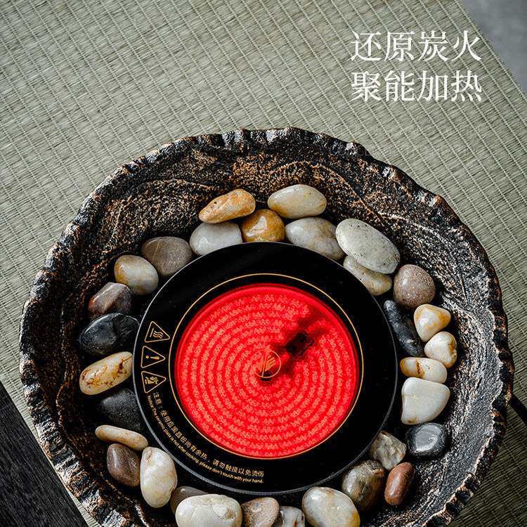 围炉煮茶器仿古电陶炉家用室内庭院烤茶壶电烤炉烤网套装日式茶炉