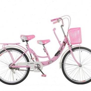 新款 接送小孩带宝宝围栏单车22寸黄 22寸亲子母子自行车男女式