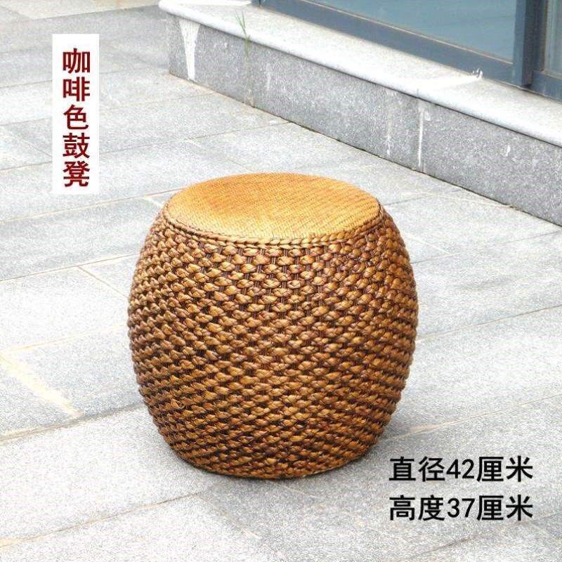 小藤凳子家用凳凳简约藤编沙发坐凳实木休闲圆鼓凳坐墩矮凳换鞋