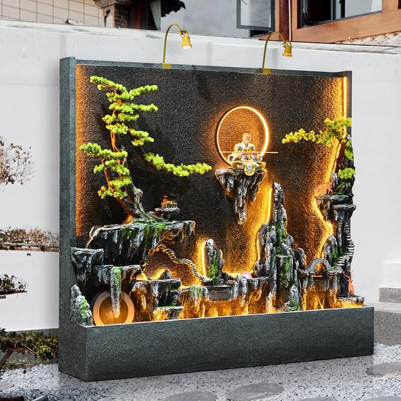 大型水幕墙流水屏风公司酒店庭院景观装饰鱼池别墅花园水景摆件
