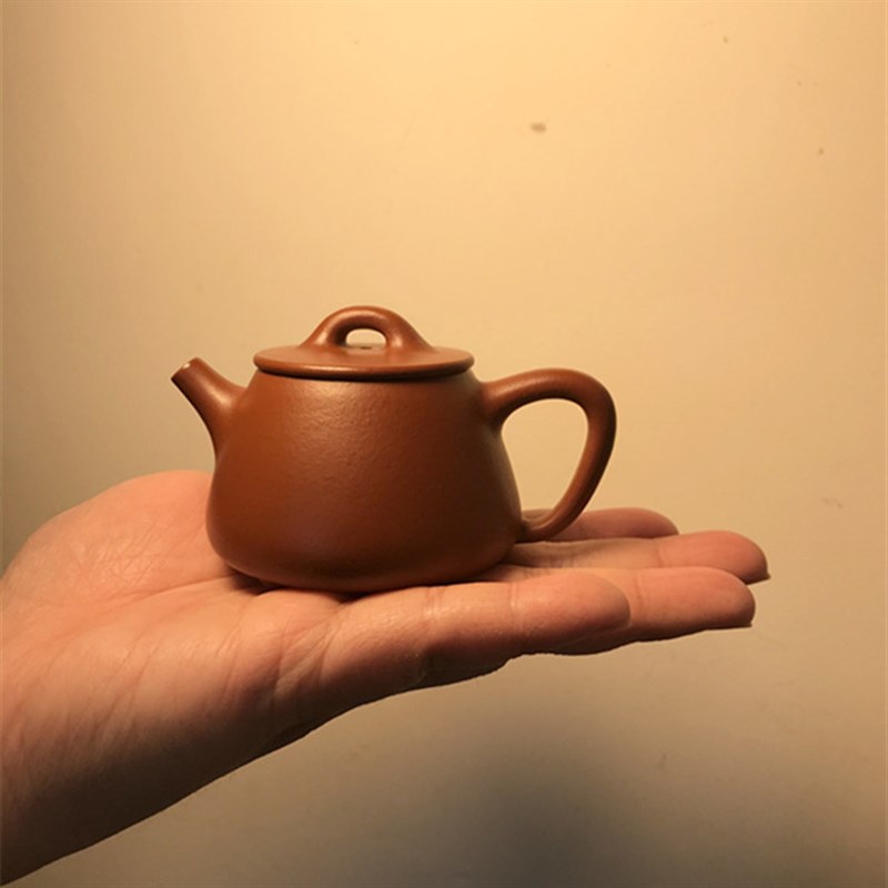 宜兴纯全手工迷你小容量石瓢紫砂壶朱泥110毫升一人用茶具泡茶壶