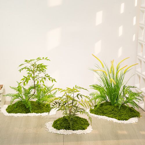 仿真植物苔藓造景旅人蕉散尾葵盆E景室内花槽楼梯下橱窗假绿植
