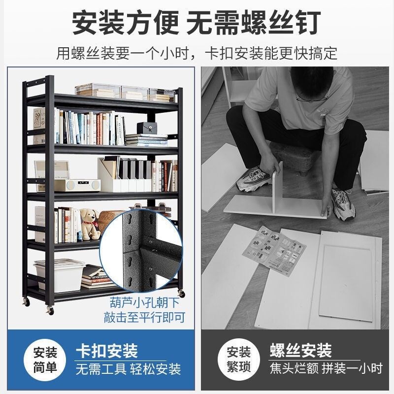 信京带轮置物架多层落地杂物收纳架加厚仓储货架储藏室移动储物架