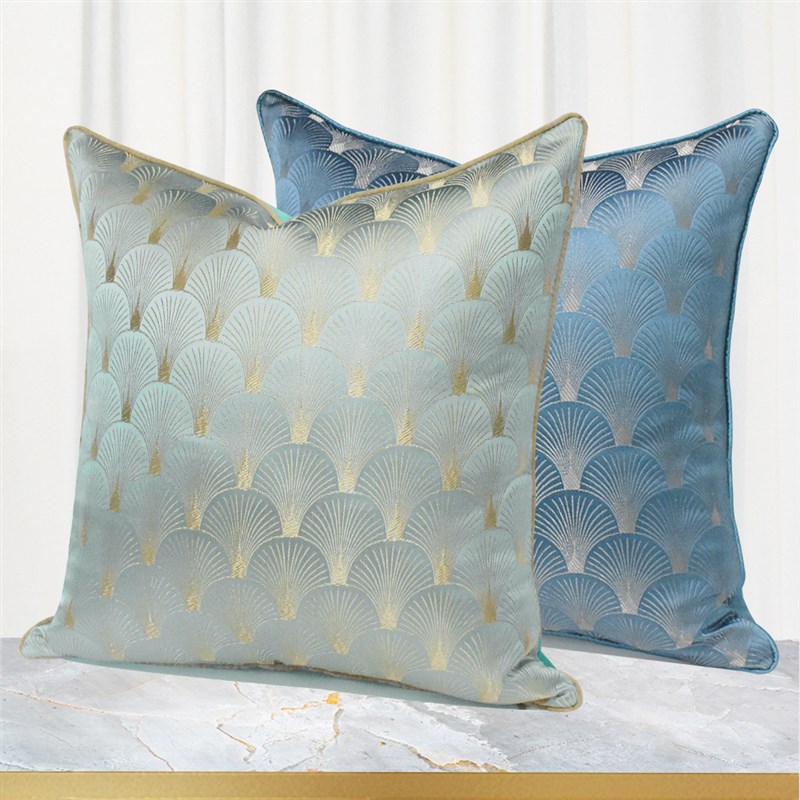 蓝色小扇形几何图案酒店样板房抱枕套现代新中式客厅沙发靠枕靠包