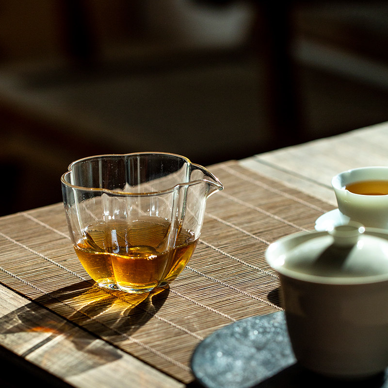 日式玻璃公道杯小号加厚耐高温手工公道茶海功夫茶茶具透明分茶器