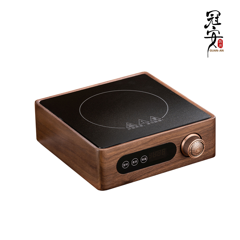 冠安实木黑晶炉煮茶器超小型迷你胡桃木泡茶炉1500W大功率新款围
