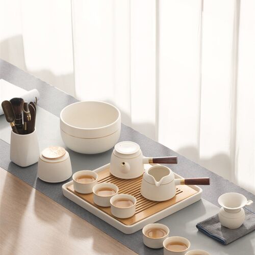 AUFUNRA中式功夫茶具套装家用客厅简约陶瓷干泡茶盘轻奢小套送礼