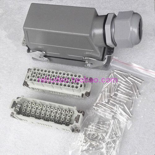 JMS连接器HDC-HEE-046-1整套16A/500V双扣上壳侧出线PG29冷压46芯