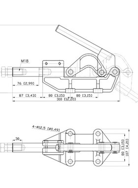 台湾嘉刚推拉式夹钳CH-30513 工装焊接固定肘夹 快速夹具 压紧器