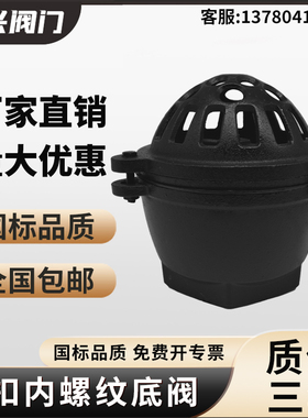 抽水泵底阀内螺纹丝扣吸水阀H12X-10铸铁止回阀DN2540 50 65 80