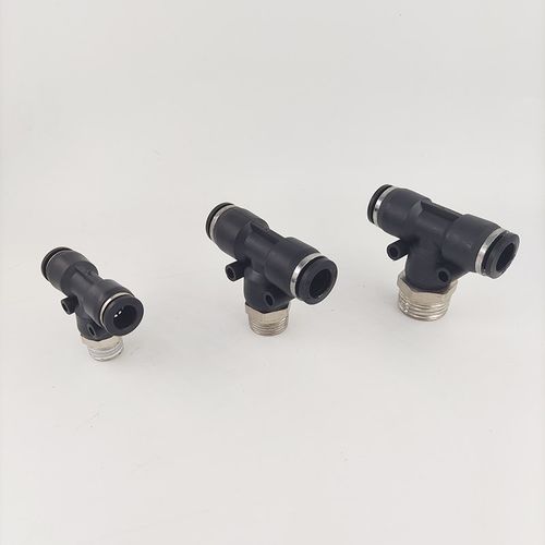 高品质气动气管快插快速接头黑色螺纹三通PB4-M5/6-01/8-02/10-03