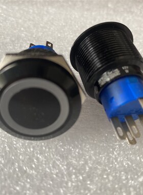 MPB22进口台湾德利威黑金属带12V白色环形灯自锁电源开关5脚3A250