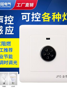 86型暗装声光控面板二线楼道延时感应led节能灯家用物业声控开关