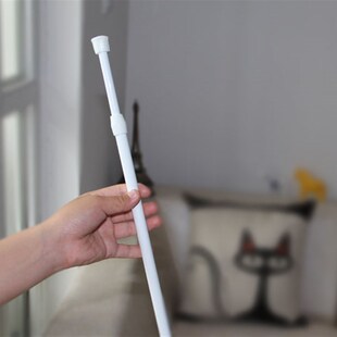 免打孔白烤漆伸缩浴帘杆轨道免安装撑杆窗帘杆门帘半帘直杆