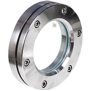 瑞克不锈钢304法兰玻璃视镜对夹式 64管道平板玻璃视盅 视窗JB593